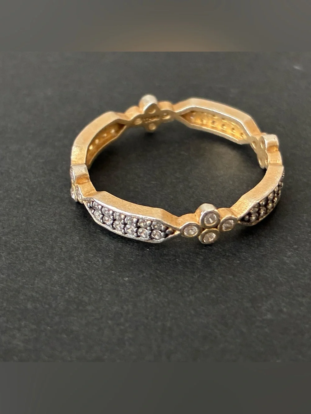 Sterling Silver Floral Pavé Stackable Ring - Freida Rothman Sz9
